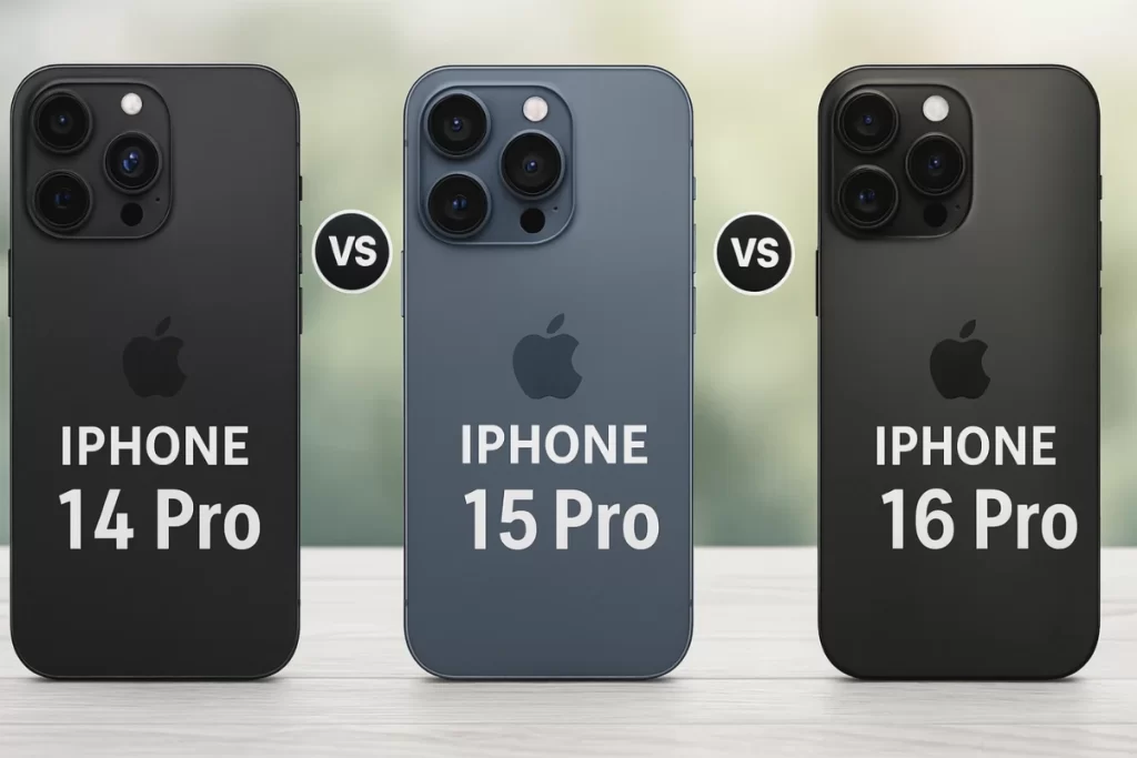 comparativa colores iphone 16 pro vs 15 pro vs 14 pro