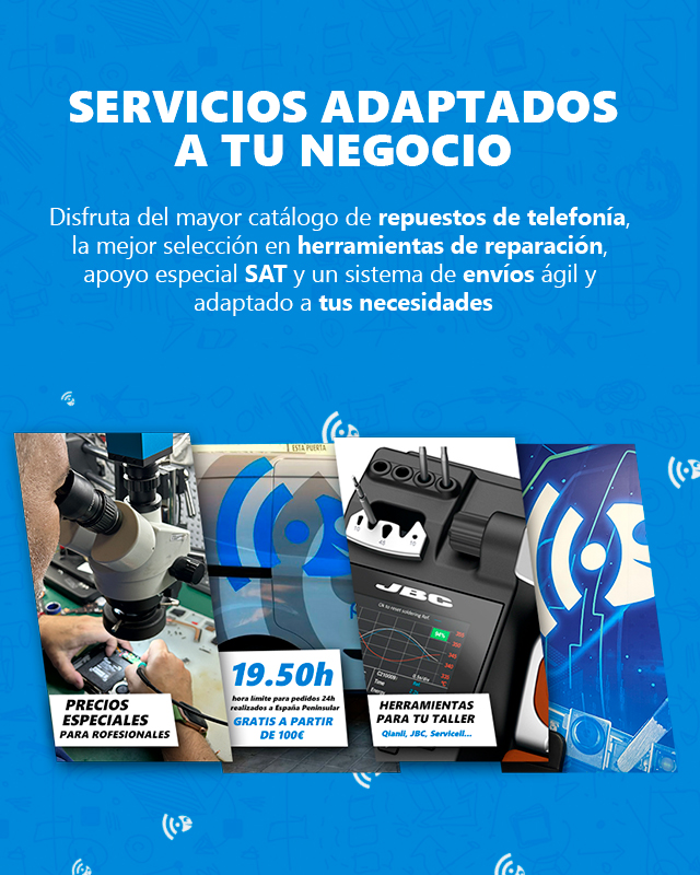 El mayor catálogo de repuestos de telefonía | Precios especiales | Envío Gratuito 24h | Apoyo SAT | Herramientas profesionales