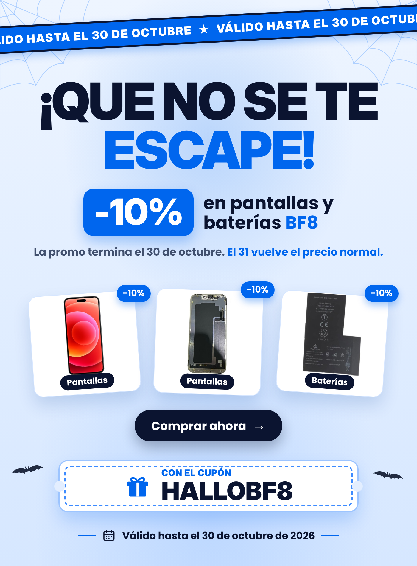 iPhone y Samsung BF8 10%