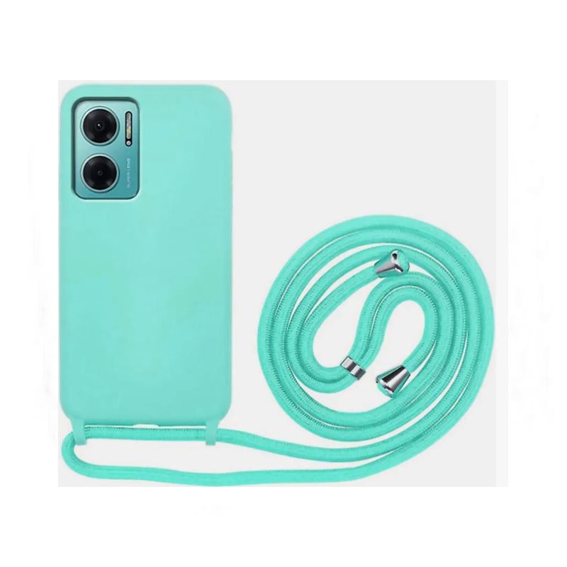 Funda suave para Xiaomi Redmi 10 5G azul turquesa con cordon