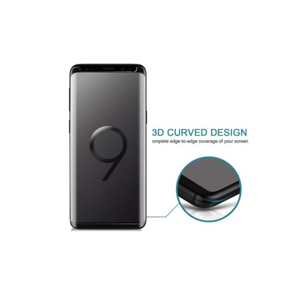 CRISTAL TEMPLADO CURVO PARA SAMSUNG S9 PLUS NEGRO