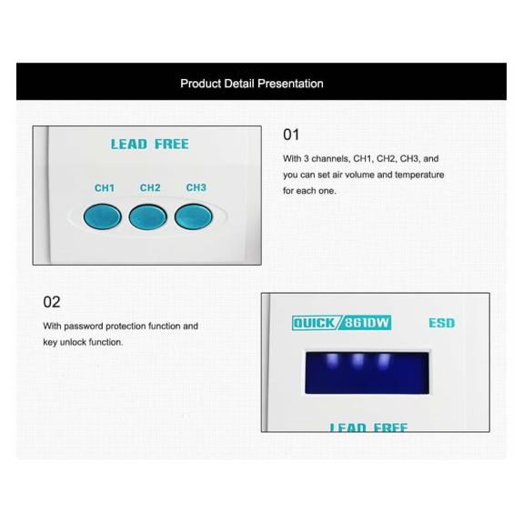 Estación de Aire Caliente y Soldadura Quick 861DW - 1000W