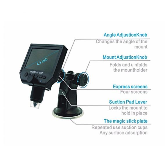 Microscopio Digital G600 1-600X HD - 1080p - Monitor de 4.3"