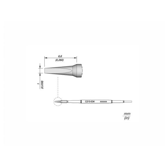 Punta Soldador JBC C210034 de Cabezal Cutter Inox - 1x0.1mm