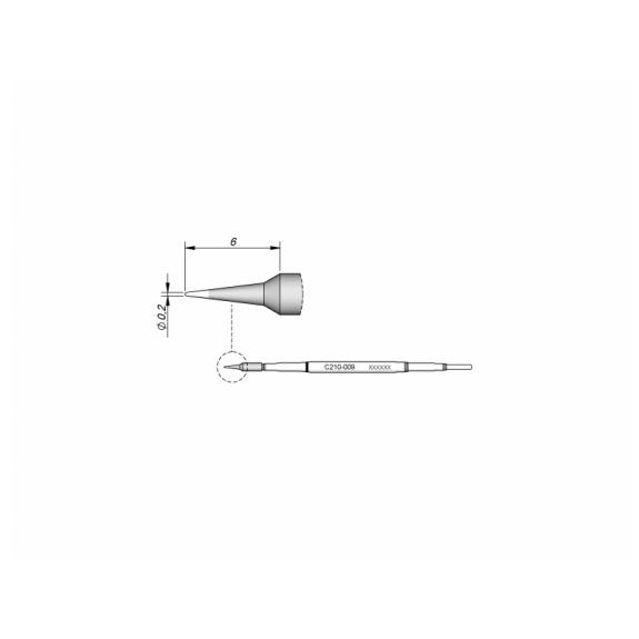 Punta Soldador JBC C210009 de Cabezal Cónica - 0.2mm