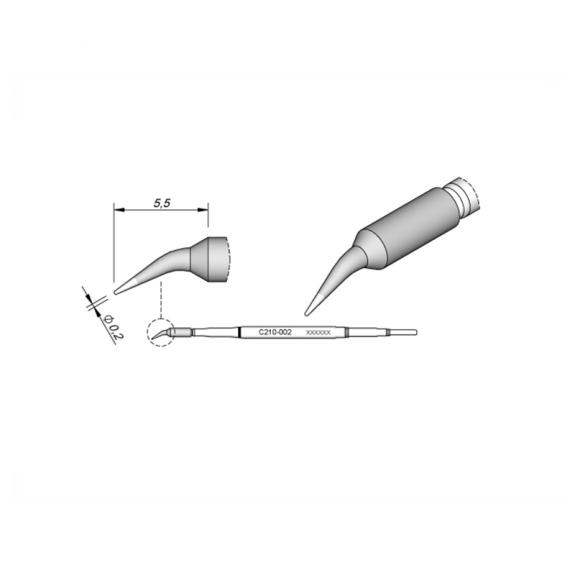 Punta Soldador JBC C210002 de Cabezal Curvada - 0.2mm