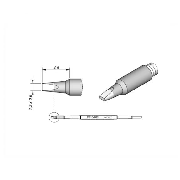 Punta Soldador JBC C210008 de Cabezal Cincel - 1.3x0.6mm