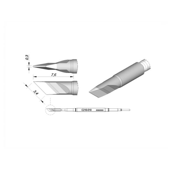 Punta Soldador JBC C210018 de Cabezal Cuchilla Inox - 3.4x0.3mm