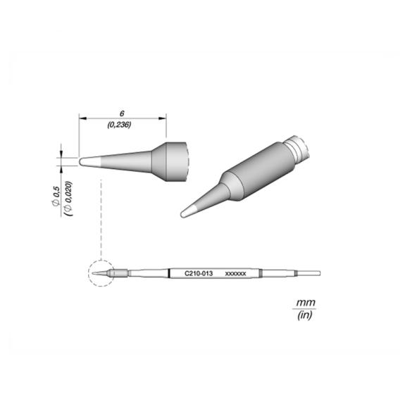 Punta Soldador JBC C210013 de Cabezal Cónica - 0.5mm