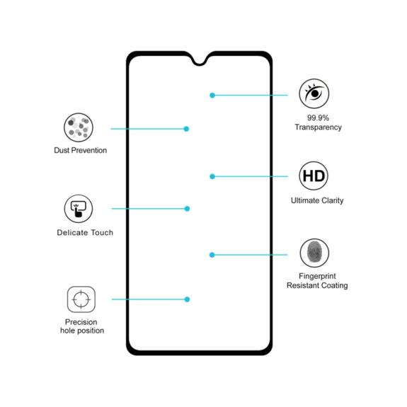 PROTECTOR PANTALLA CRISTAL TEMPLADO 3D NEGRO PARA HUAWEI MATE 20