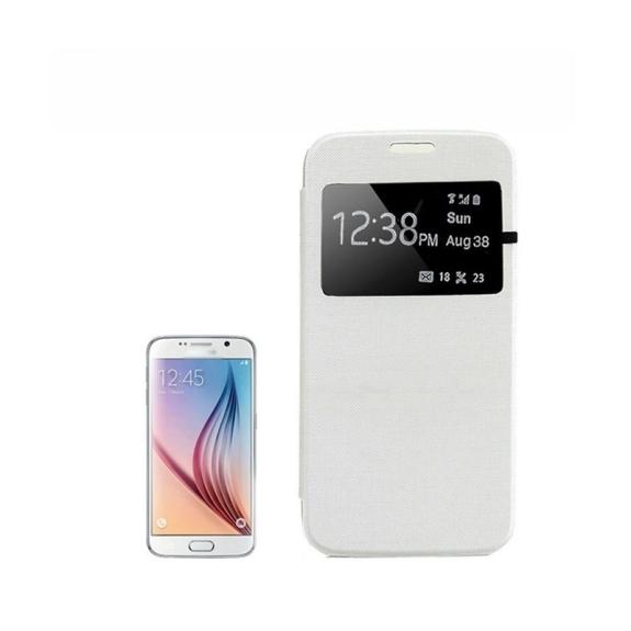 FUNDA FLIP COVER DE VENTANA PARA SAMSUNG GALAXY S6 BLANCO