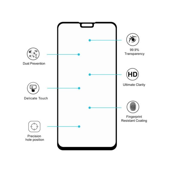 CRISTAL TEMPLADO 3D NEGRO PARA HUAWEI Y9 2019 / ENJOY 9 PLUS