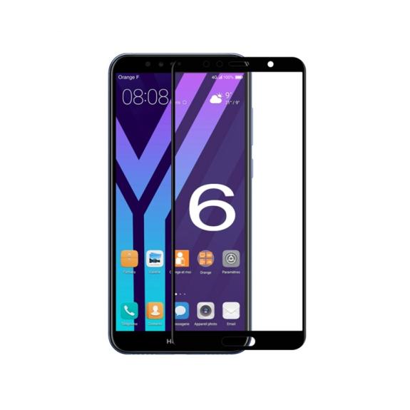 PROTECTOR PANTALLA CRISTAL TEMPLADO 6D NEGRO PARA HUAWEI Y6 2018