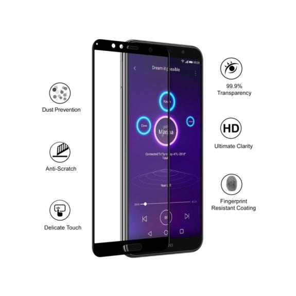 PROTECTOR PANTALLA CRISTAL TEMPLADO 6D NEGRO PARA HUAWEI Y6 2018