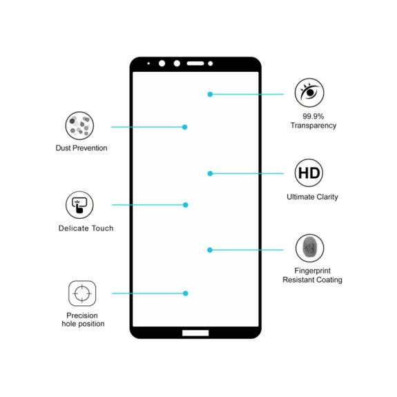 CRISTAL TEMPLADO 3D NEGRO PARA HUAWEI Y9 2018 / ENJOY 8 PLUS