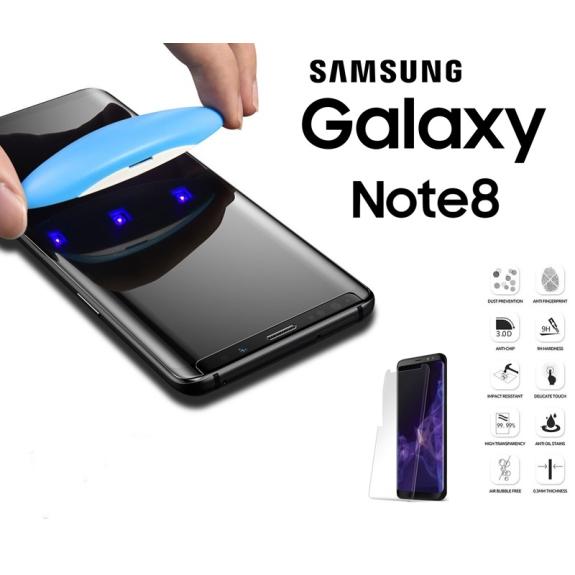 CRISTAL TEMPLADO 3D TRANSPARENTE UV PARA SAMSUNG NOTE 8