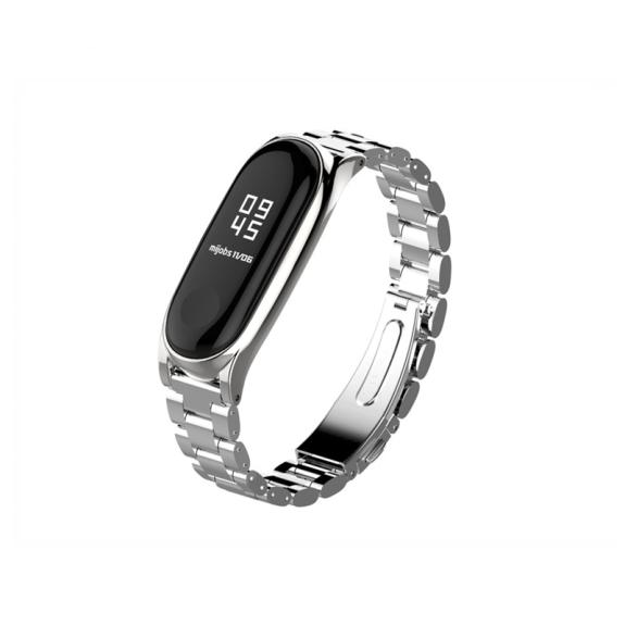 CORREA PULSERA PARA XIAOMI MI BAND 3 / 4 METAL PLATA