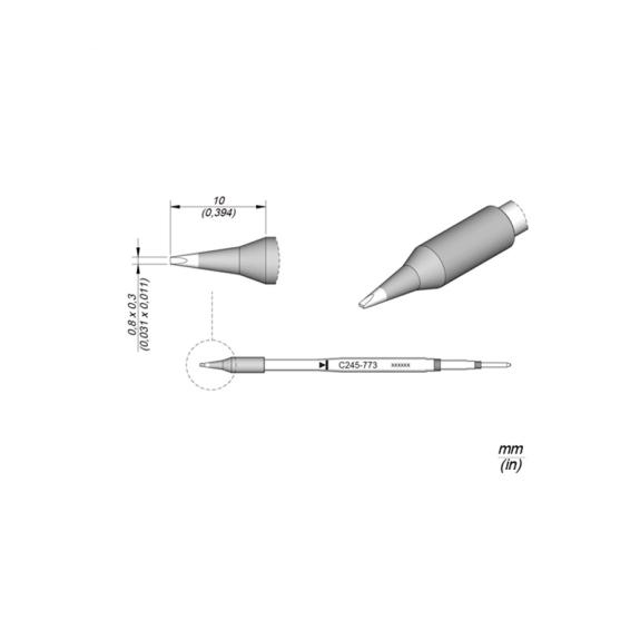 Punta Soldador JBC C245773 de Cabezal Cincel - 0.8x0.3mm