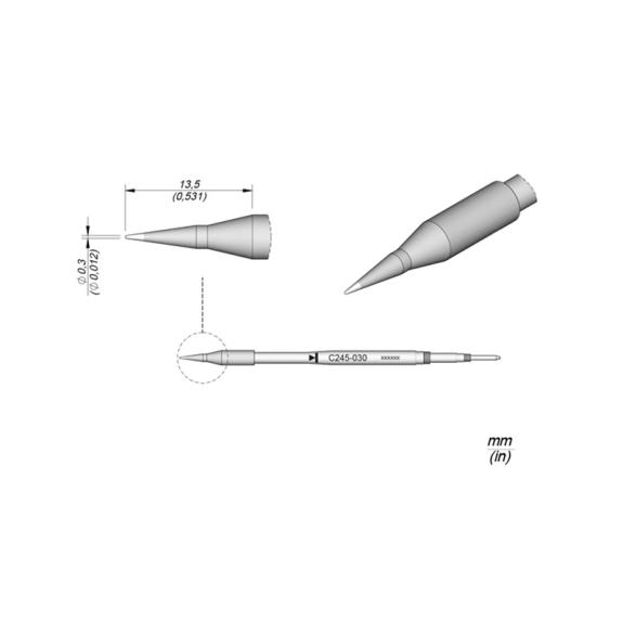 Punta Soldador JBC C245030 de Cabezal Cónica - 0.3mm