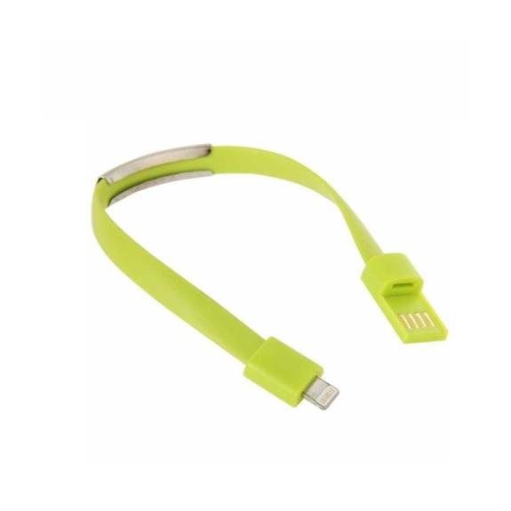 PULSERA CABLE DE DATOS Y CARGA PARA IPHONES Y IPADS COLOR VERDE