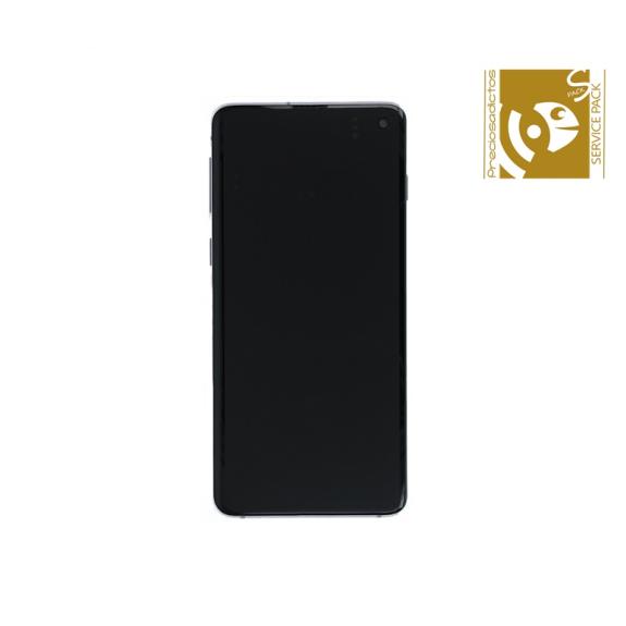 Pantalla SERVICE PACK para Samsung Galaxy S10 con marco plateado