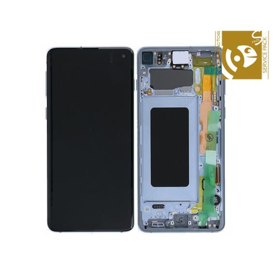 Pantalla SERVICE PACK para Samsung Galaxy S10 con marco azul