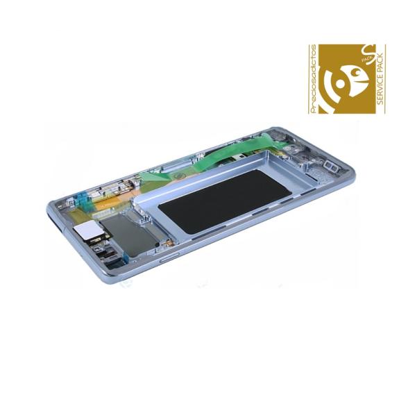 Pantalla SERVICE PACK para Samsung Galaxy S10 con marco azul