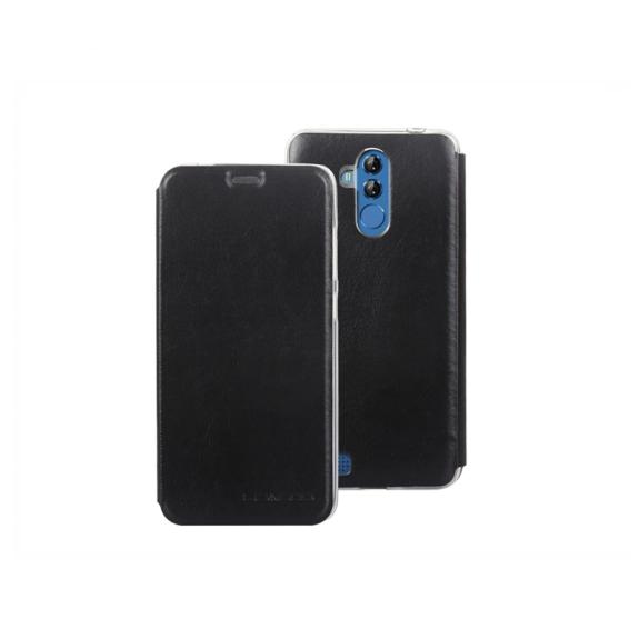 FUNDA GEL TPU PARA LEAGOO M9 PRO / TRANSPARENTE CON TAPAS NEGRA