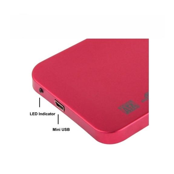 CAJA EXTERNA PARA DISCO DURO HDD 2.0 COLOR ROJO