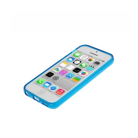 FUNDA CARCASA PARA IPHONE 5C GEL TPU AZUL TRANSPARENTE