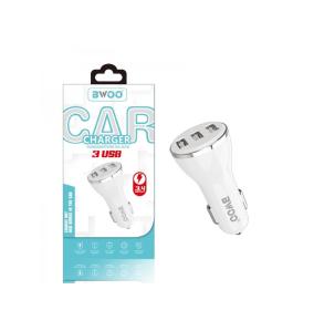 CAR CHARGER ADAPTER WITH 3 USB PORTS WHITE