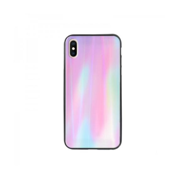 FUNDA CARCASA DE CRISTAL TEMPLADO ROSA CLARO PARA IPHONE X / XS