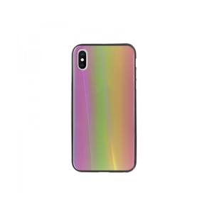 FUNDA CON CRISTAL TEMPLADO COLOR RAINBOW PARA IPHONE XS MAX