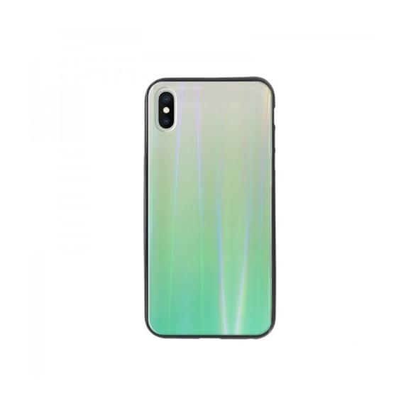 FUNDA CON CRISTAL TEMPLADO COLOR VERDE PARA IPHONE XS MAX