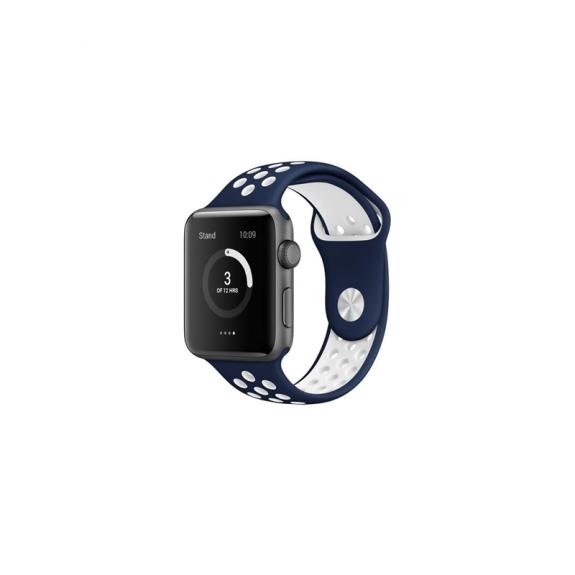 CORREA DEPORTIVA APPLE WATCH 38-40 MM COLOR AZUL OSCURO-BLANCO