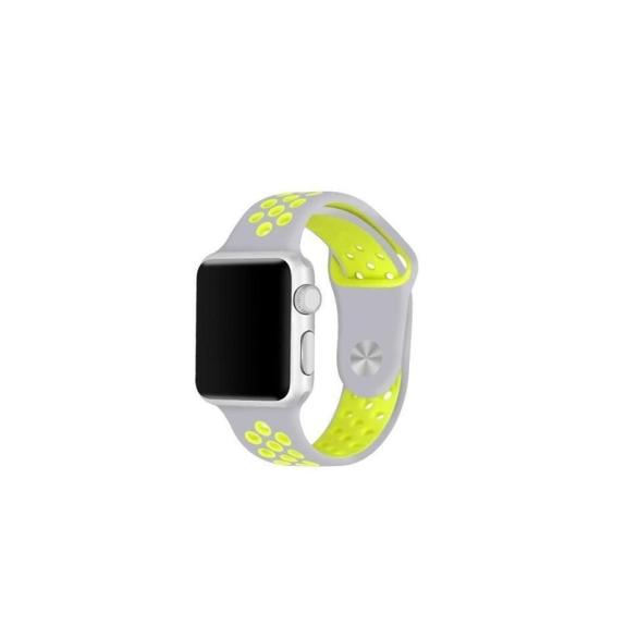 CORREA PARA RELOJ APPLE WATCH 42-44 MM COLOR GRIS-AMARILLO