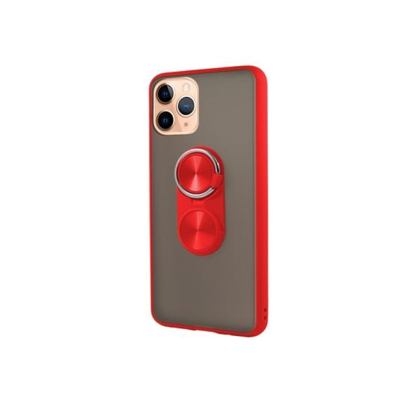 FUNDA DE GEL COLOR ROJO CON ANILLA PARA IPHONE 11 PRO