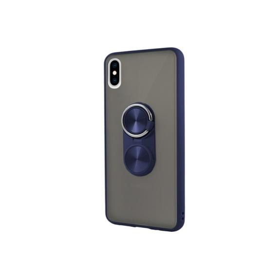 FUNDA DE GEL COLOR AZUL CON ANILLA PARA IPHONE XS MAX