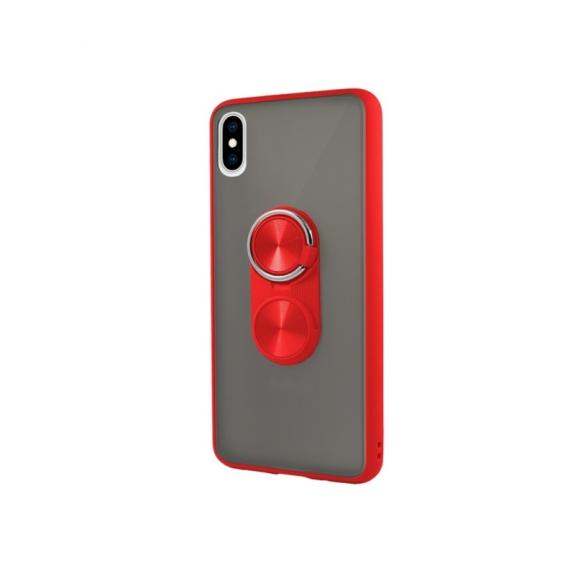 FUNDA DE GEL COLOR ROJO CON ANILLA PARA IPHONE XS MAX