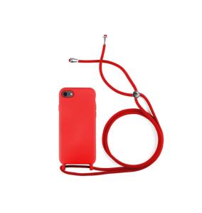 FUNDA+ CORDON DE SILICONA COLOR ROJO PARA IPHONE 7 / 8 / SE 2020