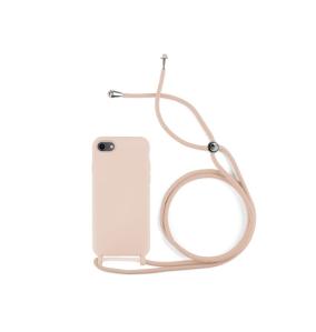 FUNDA+ CORDON DE SILICONA COLOR ROSA PARA IPHONE 7 / 8 / SE 2020