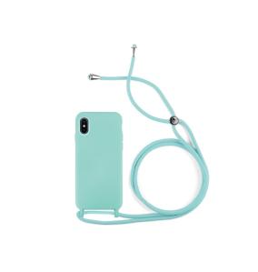 FUNDA+ CORDON DE SILICONA COLOR AZUL TURQUESA PARA IPHONE X / XS