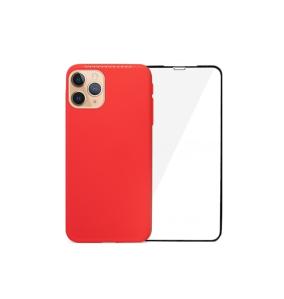 FUNDA DE GEL COLOR ROJO+ DEPOSITO Y TEMPLADO PARA IPHONE 11 PRO