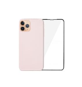 FUNDA DE GEL COLOR ROSA+ DEPOSITO Y TEMPLADO PARA IPHONE 11 PRO