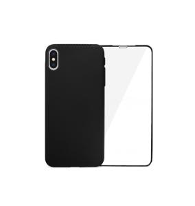 FUNDA DE GEL COLOR NEGRO+ DEPOSITO Y TEMPLADO PARA IPHONE XS MAX