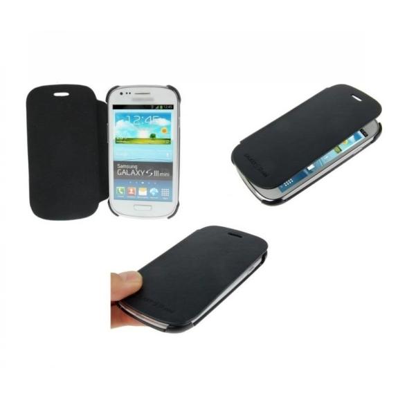 FUNDA CON TAPA LATERAL PARA SAMSUNG GALAXY S III MINI NEGRO