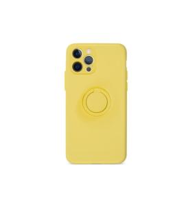 FUNDA DE GEL COLOR AMARILLO CON ANILLA PARA IPHONE 12 PRO MAX