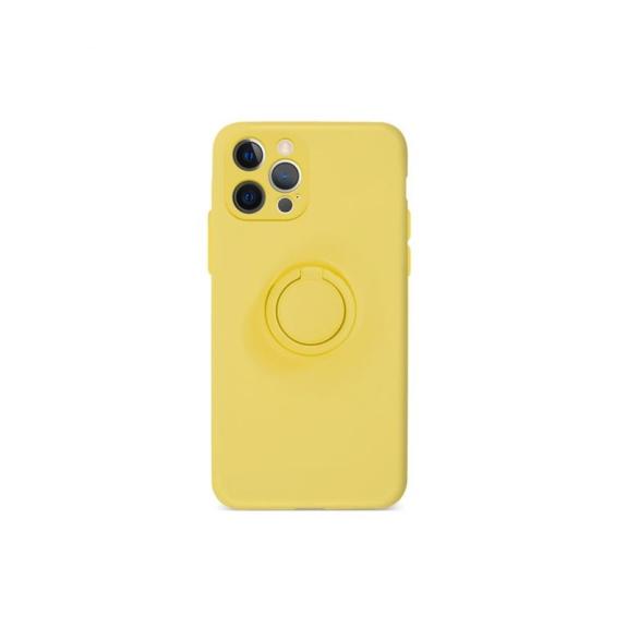 FUNDA DE GEL COLOR AMARILLO CON ANILLA PARA IPHONE 12 PRO MAX