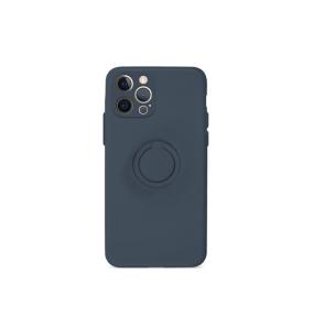 FUNDA DE GEL COLOR AZUL OSCURO CON ANILLA PARA IPHONE 12 PRO MAX