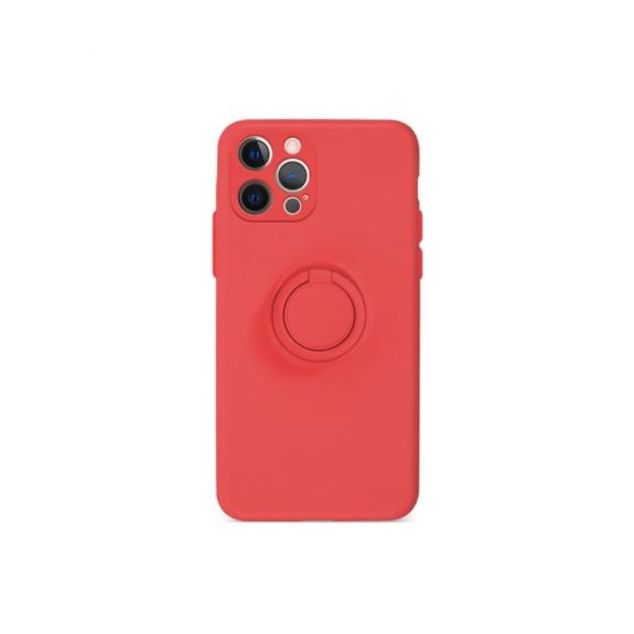 FUNDA DE GEL COLOR ROJO CON ANILLA PARA IPHONE 12 PRO MAX